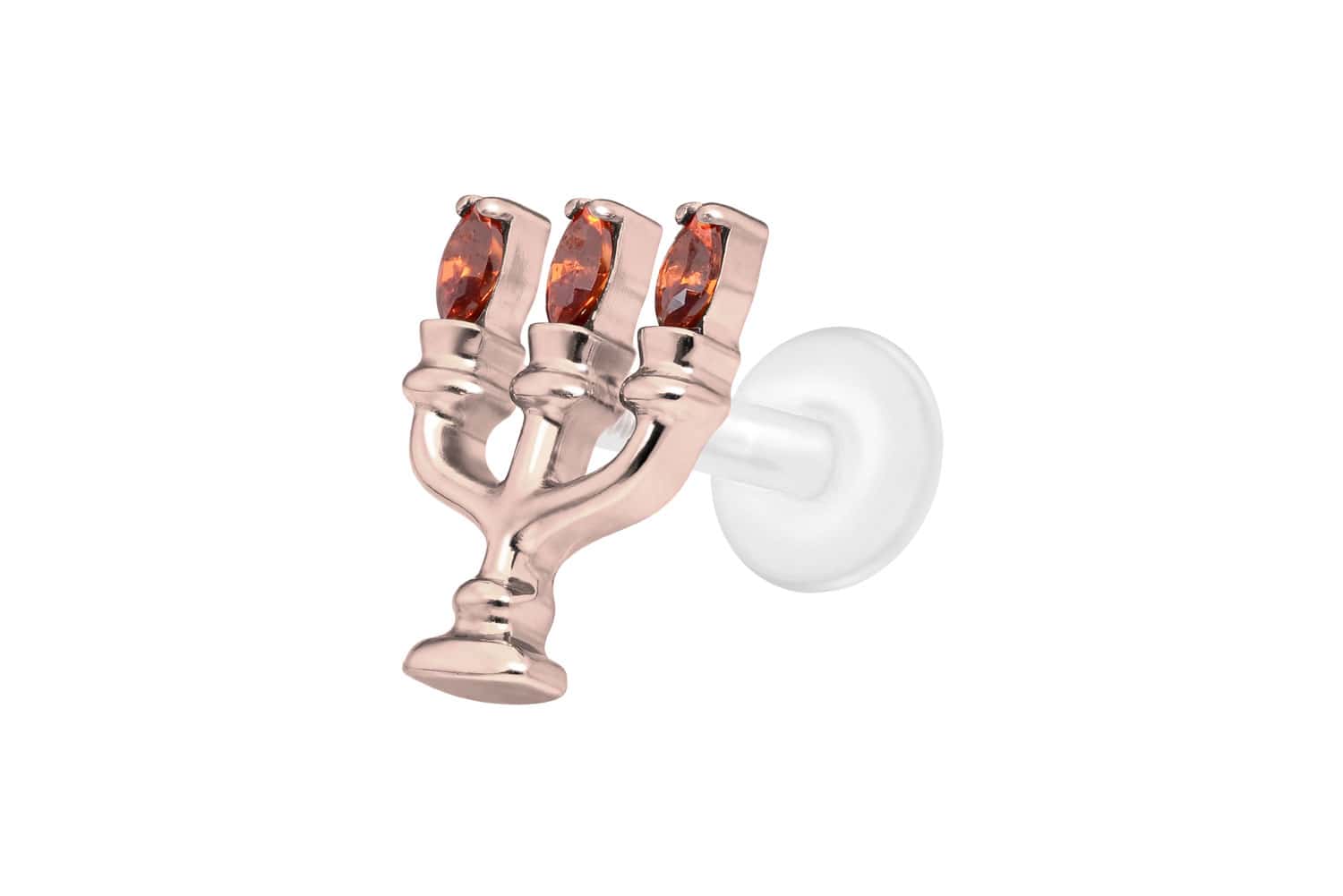 PTFE Labret Piercing mit Innengewinde + Titan-Aufsatz KERZENLEUCHTER